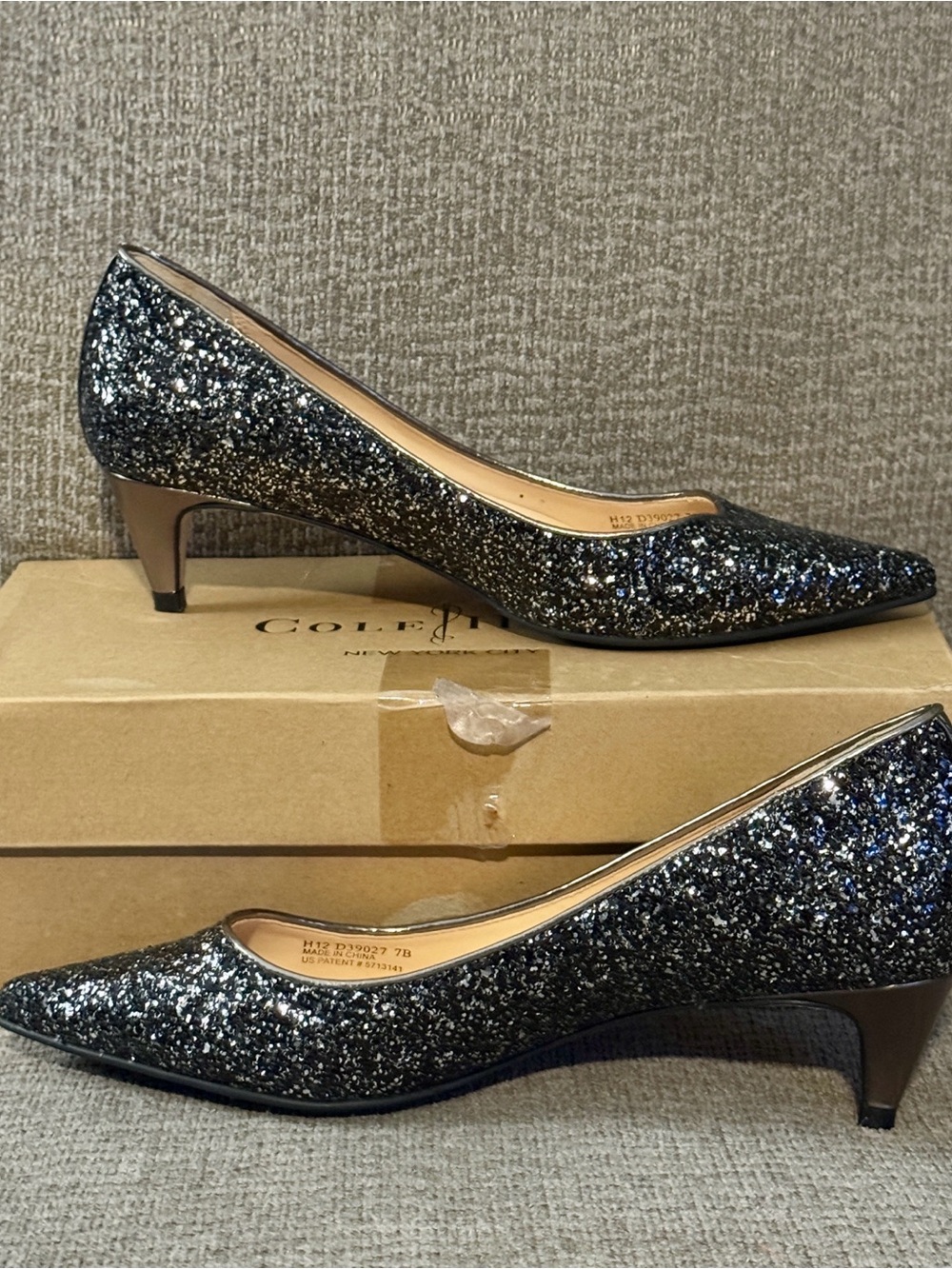 Cole Haan Black & Silver Pointed-Toe Pump